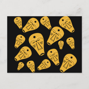 Abstrakte aborigine-Stammesmaske Postkarte