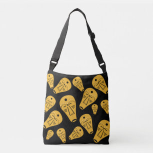 Abstrakte aborigine-Stammesmaske Tragetaschen Mit Langen Trägern