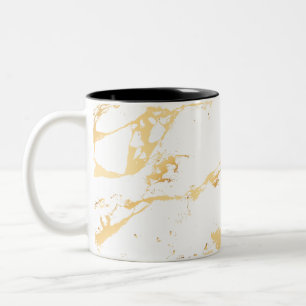 Abstrakte Abstrakte Acrylmalerei in Gold und Weiß Zweifarbige Tasse