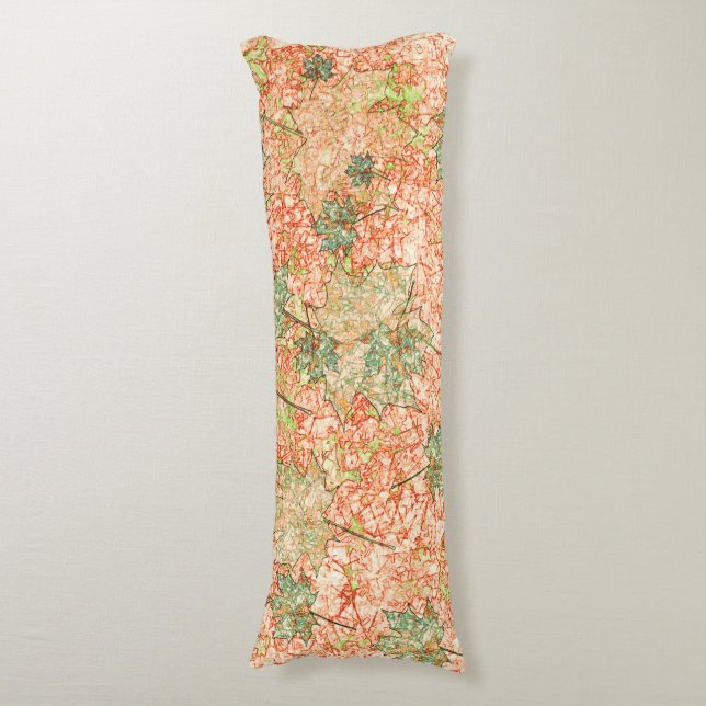 Abstrakte Acer Blätter auf kratzhaltigem Korallenh Seitenschläferkissen (Vorderseite Vertikal)