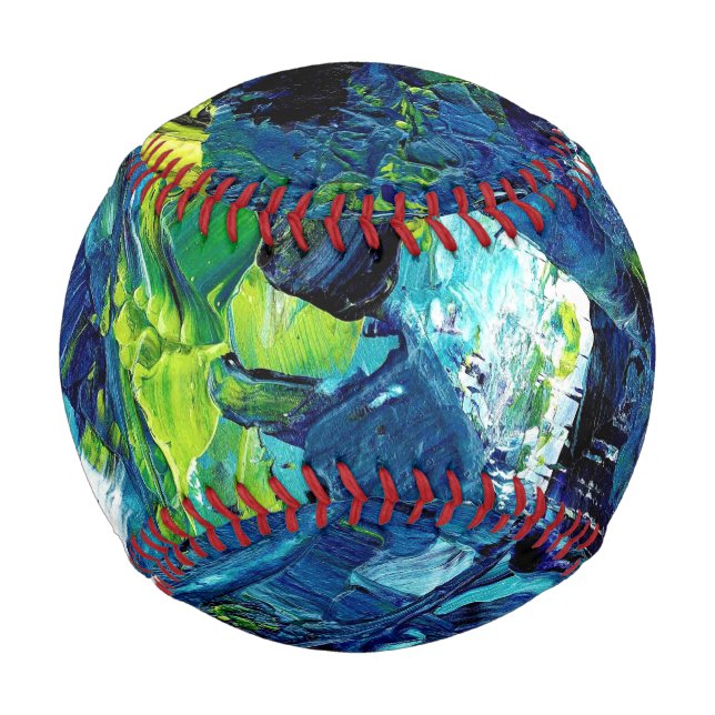 Abstrakte Acrylfarbe in Blau Baseball (Vorderseite)