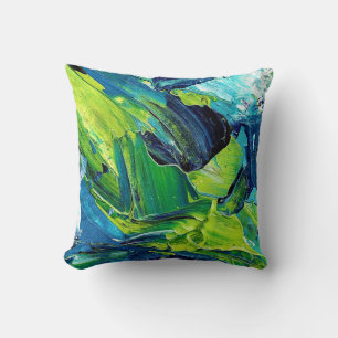 Abstrakte Acrylfarbe in Blau Kissen