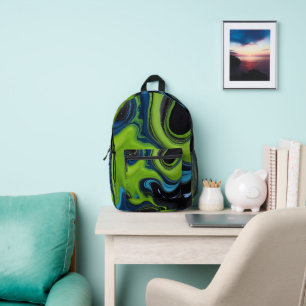 Abstrakte Acrylfarbe Pour Marmormuster Bedruckter Rucksack