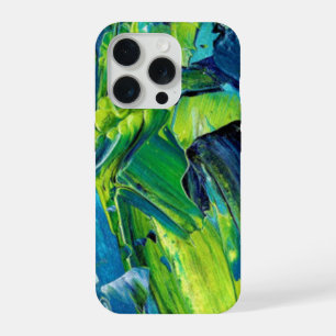 Abstrakte Acrylmalerei in Blau iPhone 15 Pro Hülle