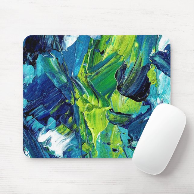Abstrakte Acrylmalerei in Blau Mousepad (Mit Mouse)