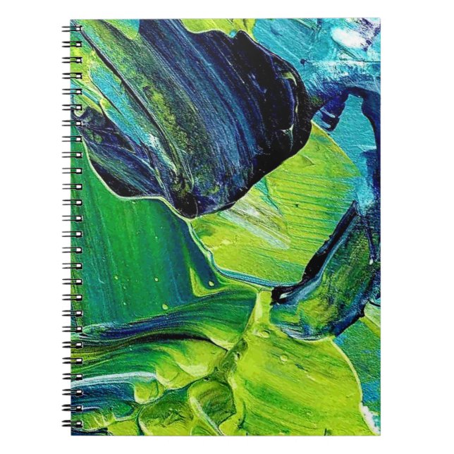Abstrakte Acrylmalerei in Blau Notizblock (Vorderseite)
