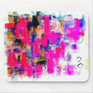 Abstrakte Acrylmalerei in Rosa, Schwarz, Weiß Mousepad