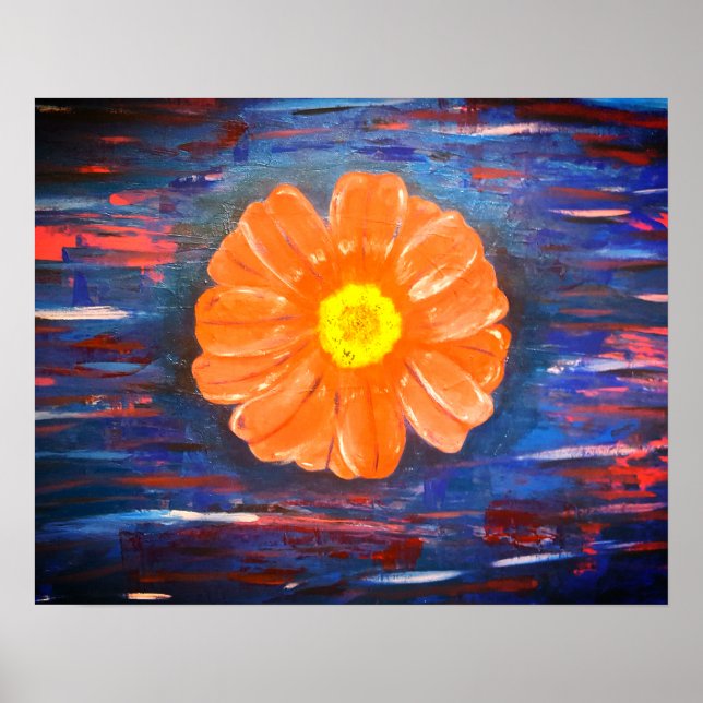 Abstrakte Acrylmalerei mit Blume Poster (Vorne)
