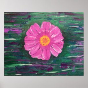 Abstrakte Acrylmalerei mit Blume Poster
