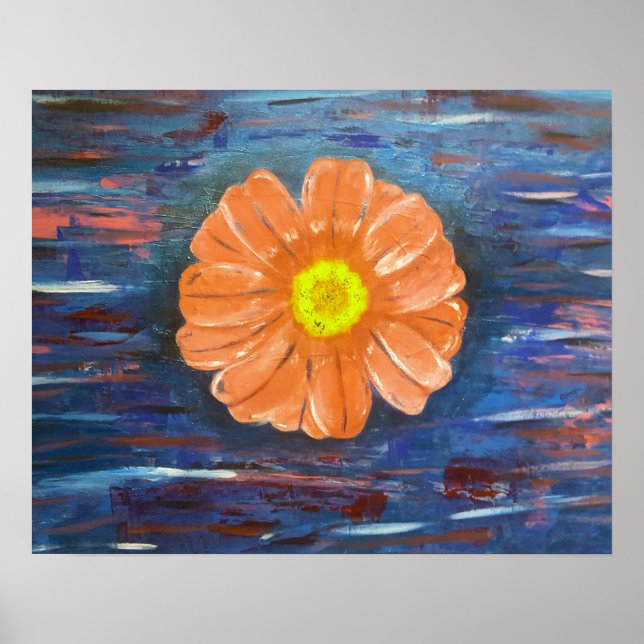 Abstrakte Acrylmalerei mit Blume Poster (Vorne)