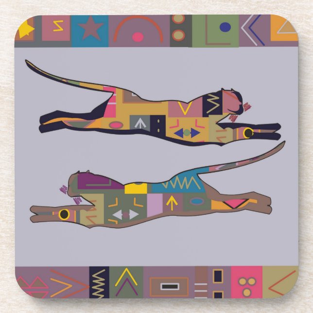 Abstrakte afrikanische Kunst des Springens der Getränkeuntersetzer (Vorderseite)