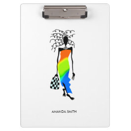 Abstrakte afrikanische Kunst, elegante Mode-Lady Klemmbrett