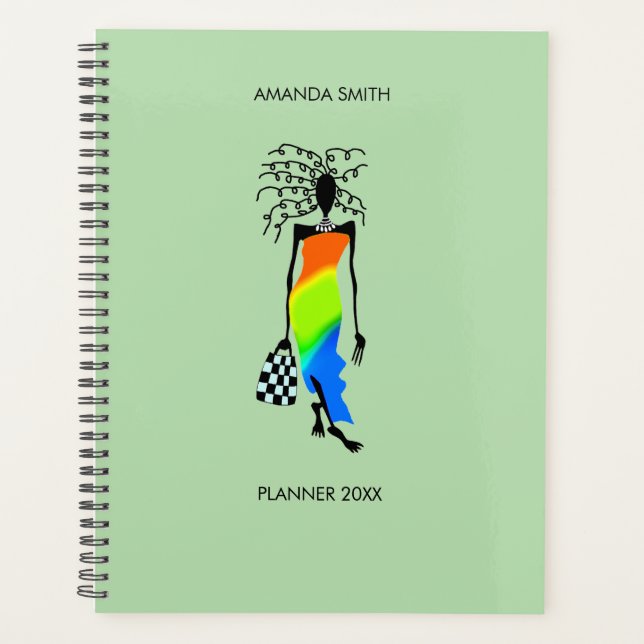 Abstrakte afrikanische Kunst, eleganter Mode-Lady- Planer (Vorderseite)