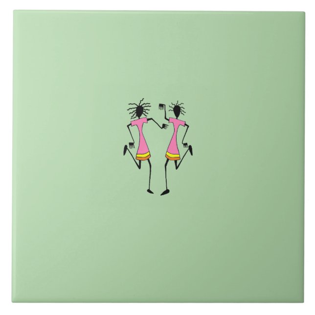 Abstrakte, afrikanische Kunst, elegantes Dancers P Fliese (Vorderseite)