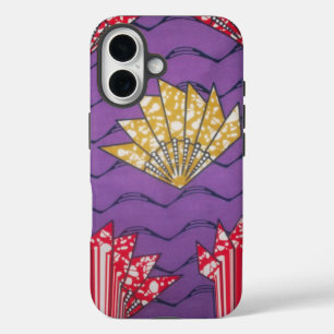 Abstrakte afrikanische Kunst: Lila Passionswellen. iPhone 16 Hülle
