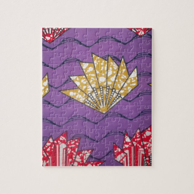 Abstrakte afrikanische Kunst: Lila Passionswellen Puzzle (Vertikal)