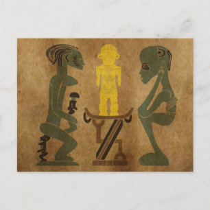 Abstrakte afrikanische Ritualszene Kunst Postkarte