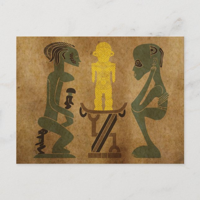 Abstrakte afrikanische Ritualszene Kunst Postkarte (Vorderseite)