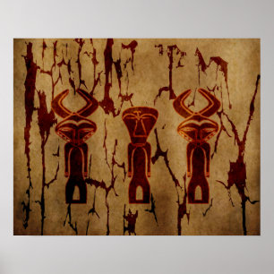 Abstrakte afrikanische Stammeshöhle zeichne Poster