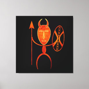 Abstrakte afrikanische Stammeskrieger-Kunst Leinwanddruck
