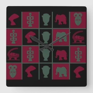 Abstrakte afrikanische Stammeskunst Quadratische Wanduhr