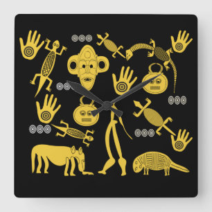 Abstrakte afrikanische Stammeskunst Quadratische Wanduhr