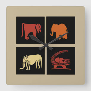 Abstrakte afrikanische Stammeskunst Quadratische Wanduhr