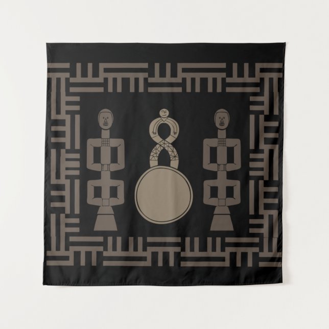 Abstrakte afrikanische Stammeskunst Wandteppich (Vorderseite)