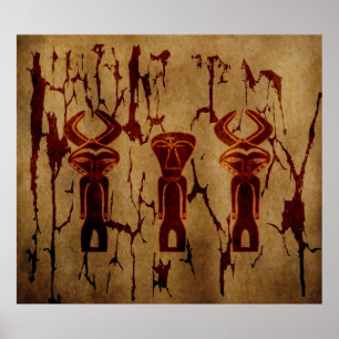 Abstrakte afrikanische Stammeszeichnung alte Kunst Poster