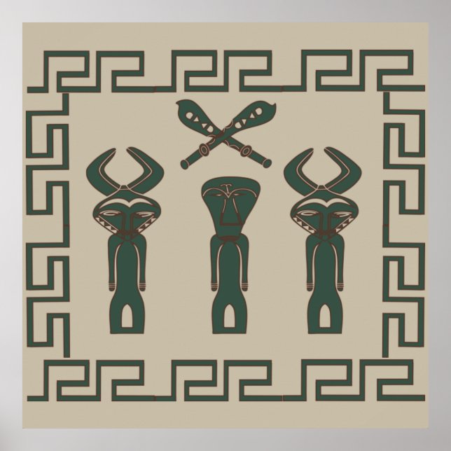 Abstrakte afrikanische Stammeszene Poster (Vorne)