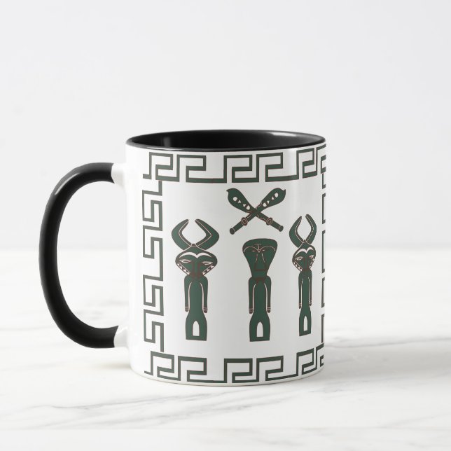 Abstrakte afrikanische Stammeszene Tasse (Links)