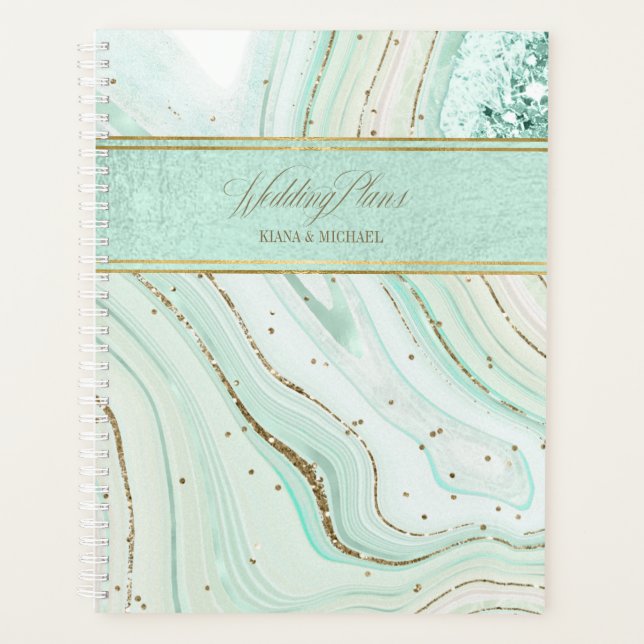 Abstrakte Agate Wedding Mint ID827 Planner Planer (Vorderseite)