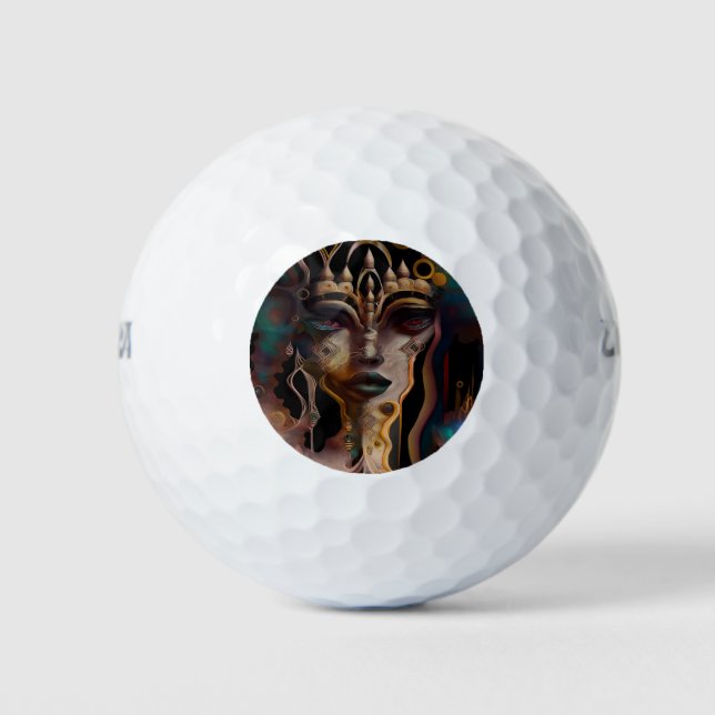 Abstrakte ägyptische Frau Golfball (Vorderseite)
