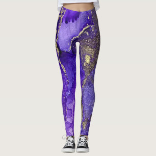 Abstrakte Alcohol-Ink-Kunst Reiche Violettöne mit Leggings