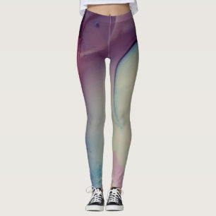 Abstrakte Alcohol-Ink-Kunst Rosa Lila Blau Weiß Leggings