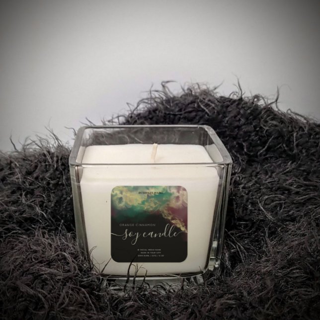 Abstrakte Alkoholfarbe Gold moderne Drehkerze Quadratischer Aufkleber (Von Creator hochgeladen)