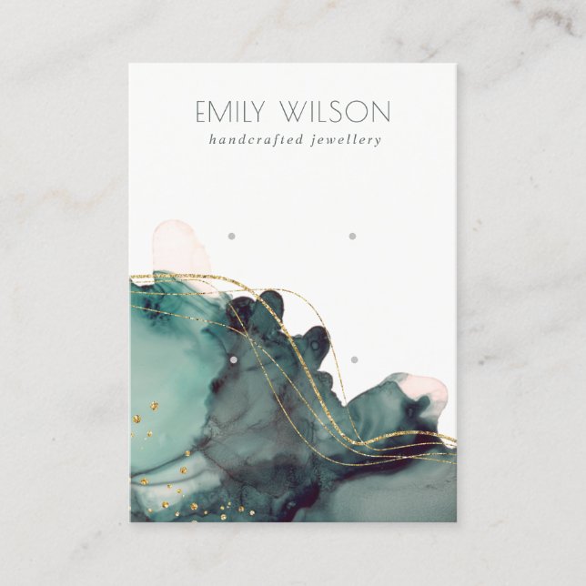 Abstrakte Alkoholtink Gold Green 2 Earlydisplay Visitenkarte (Vorderseite)