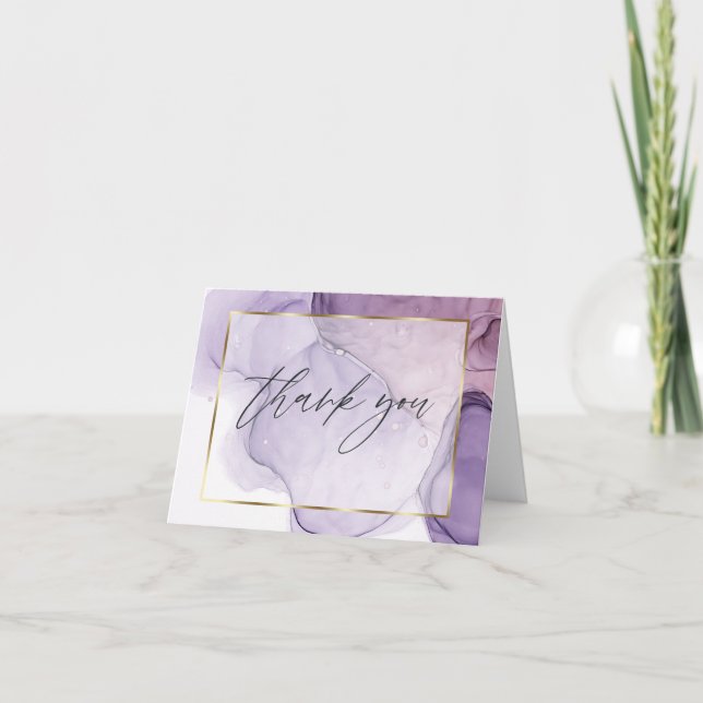 Abstrakte Alkoholtink Rose Lilac Dankeschön Karte (Vorderseite)