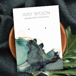 Abstrakte Alkoholtinte Gold Green Earring Display Visitenkarte