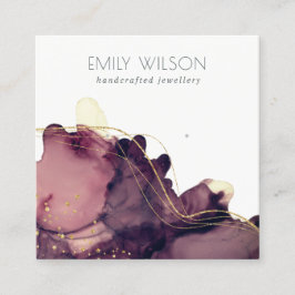 Abstrakte Alkoholtinte Gold Maroon Earring Display Quadratische Visitenkarte