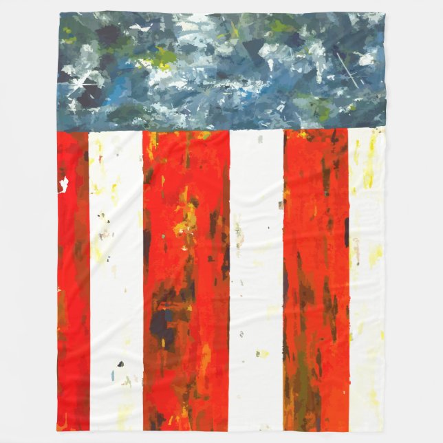 Abstrakte amerikanische Flagge Fleecedecke (Vorderseite)
