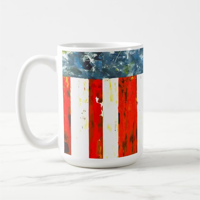 Abstrakte amerikanische Flagge Kaffeetasse (Links)