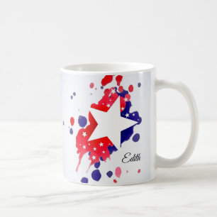 Abstrakte amerikanische Flagge Roter blaue Sterne  Kaffeetasse