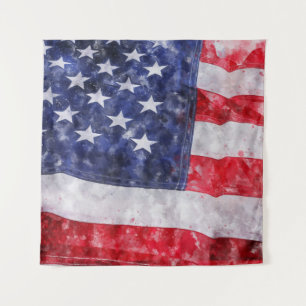 Abstrakte amerikanische Flagge, Wasserfarben Stil. Wandteppich
