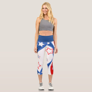 Abstrakte amerikanische Flaggenfarben Sterne & Str Capri Leggings