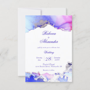 Abstrakte Amethyst Ink Wash Wedding Einladung