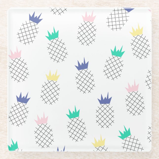 Abstrakte Ananas 2 Glasuntersetzer (Vorderseite)