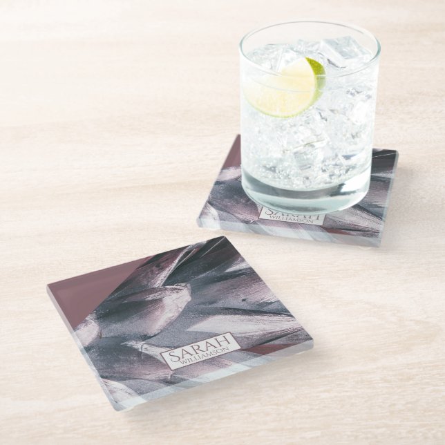 Abstrakte Ananas-Ananas-Spitzen Glasuntersetzer (Schrägansicht)