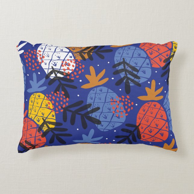Abstrakte Ananas Blätter Vintages Muster Dekokissen (Vorderseite)