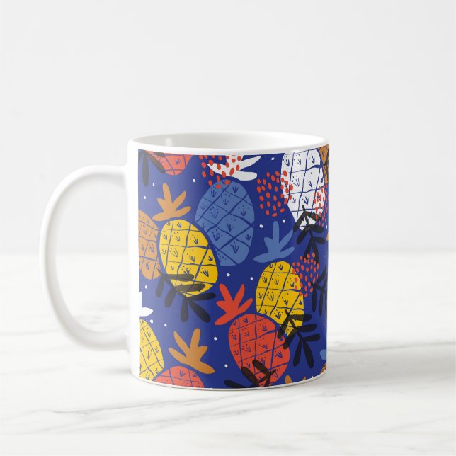 Abstrakte Ananas Blätter Vintages Muster Kaffeetasse (Links)